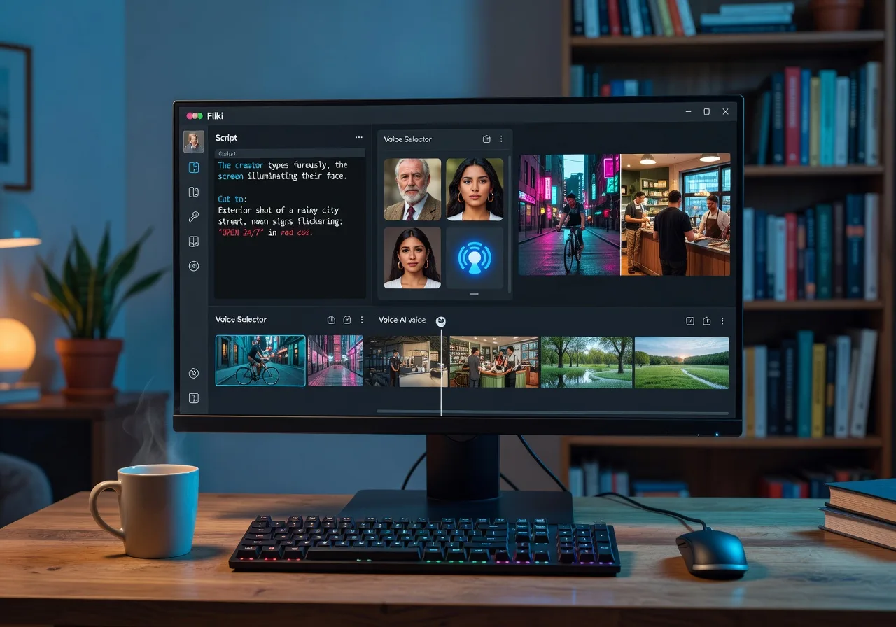 Image corps – Interface Fliki : script, voix, visuels