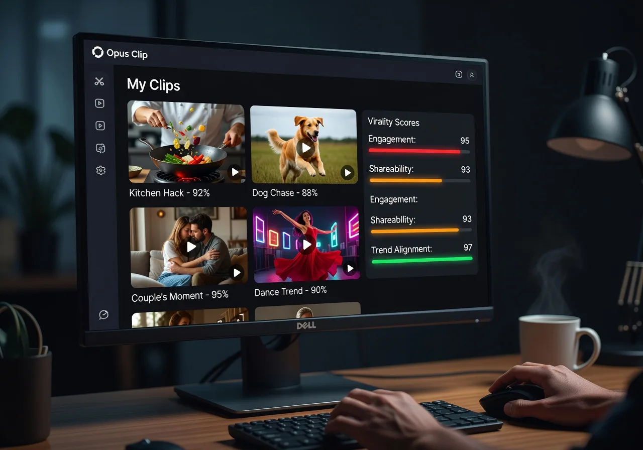 Image corps – Opus Clip : liste de clips et score de viralité