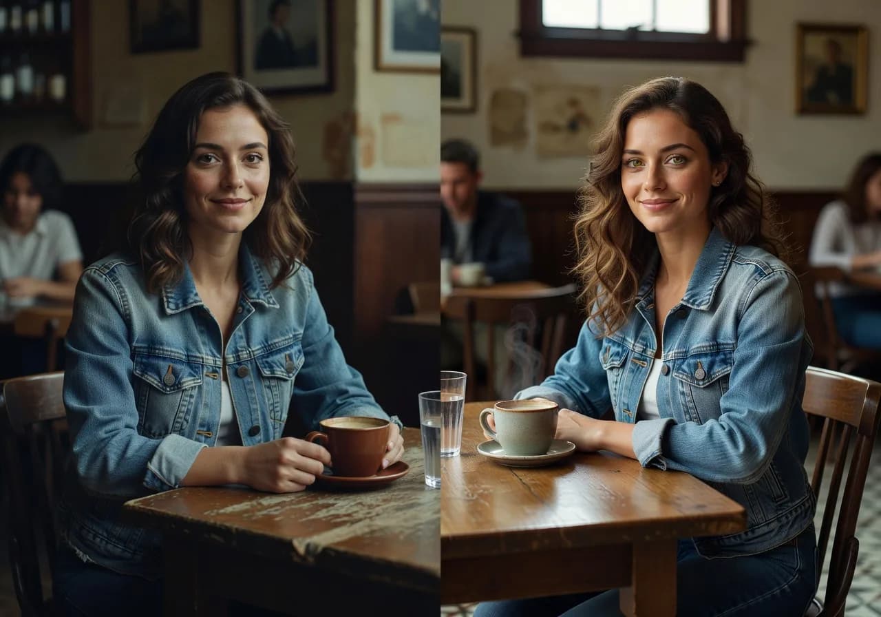 Image corps – Avant / après Topaz sur une photo de plateau