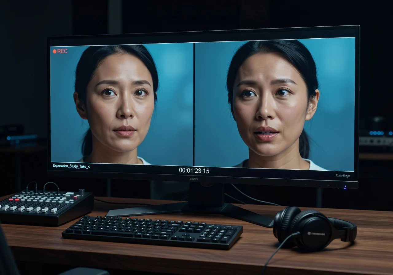 Image corps – Comparatif avant/après lip-sync sur écran