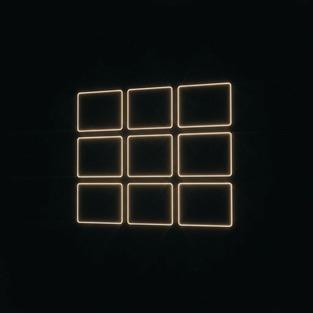 Image corps – Grille stylisée de posts sur fond noir Image corps – Grille stylisée de posts sur fond noir