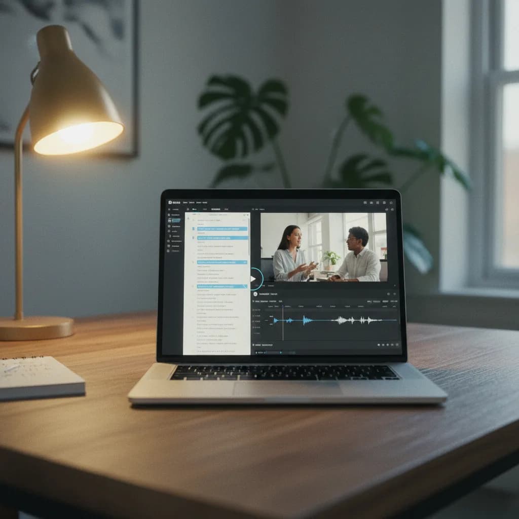 Image corps – Interface Descript éditeur de texte et vidéo Image corps – Interface Descript éditeur de texte et vidéo