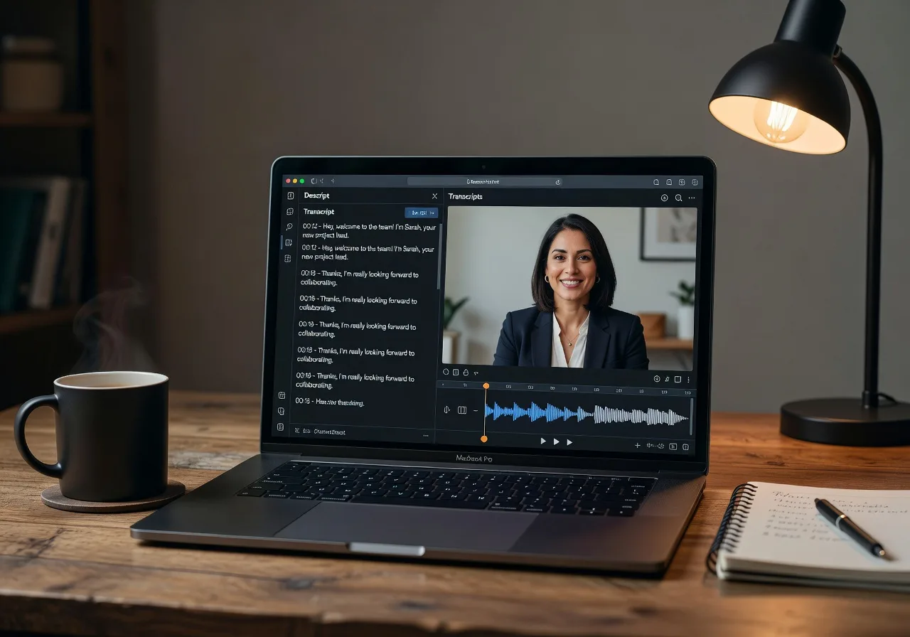 Image corps – Interface Descript éditeur de texte et vidéo Image corps – Interface Descript éditeur de texte et vidéo