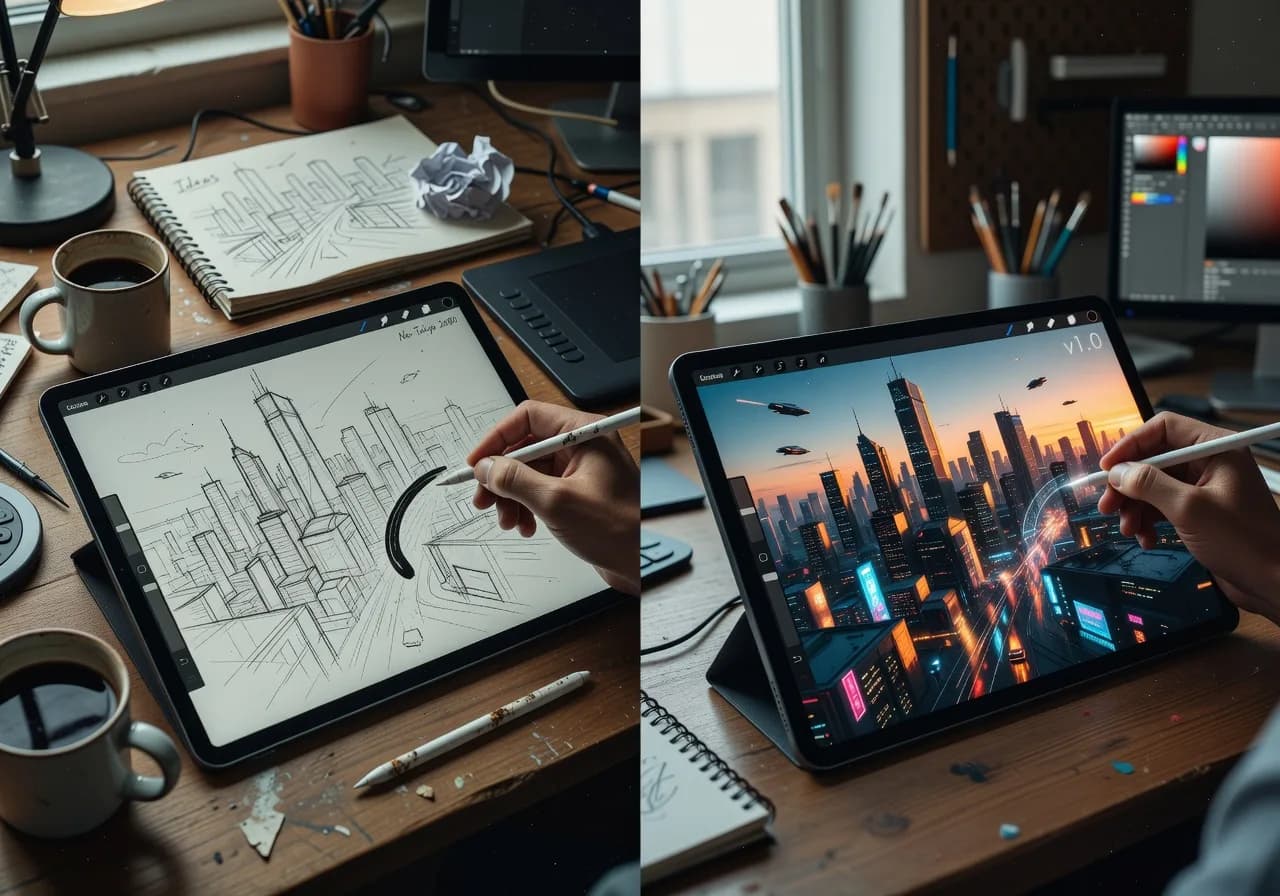 Image corps – Croquis et résultat Pikaso côte à côte Image corps – Croquis et résultat Pikaso côte à côte