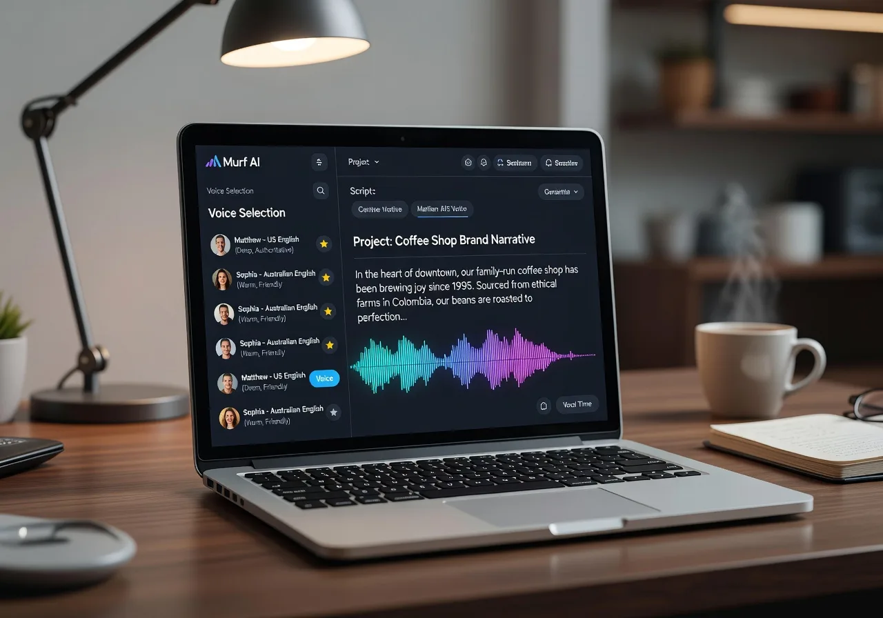 Image corps – Interface Murf TTS et choix de voix Image corps – Interface Murf TTS et choix de voix