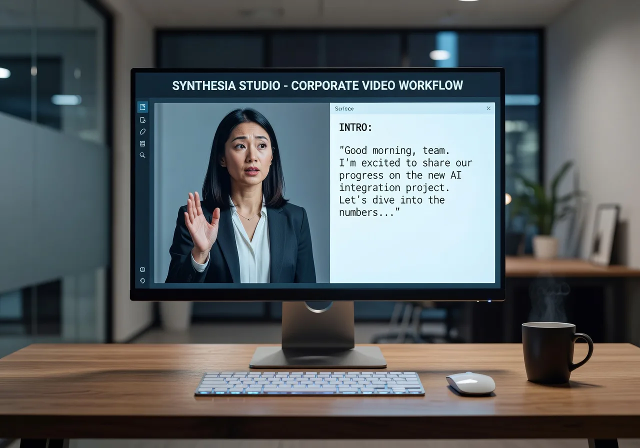 Image corps – Interface Synthesia : avatar et script Image corps – Interface Synthesia : avatar et script