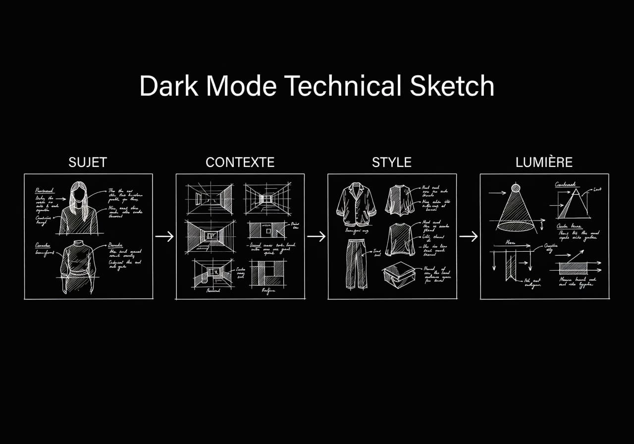 Image corps – Les quatre blocs du prompt sur papier Image corps – Les quatre blocs du prompt sur papier