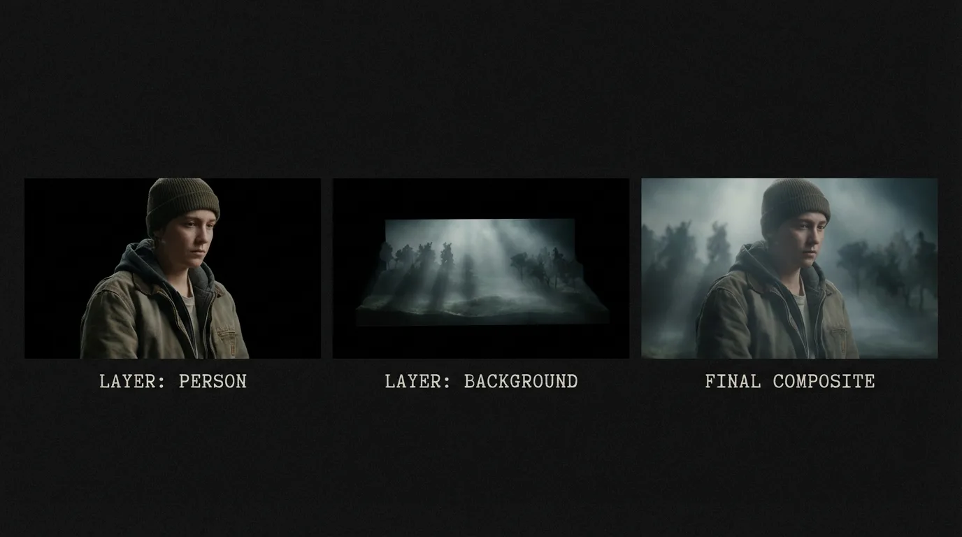 Illustration – Montage photo : personne et décor Illustration – Montage photo : personne et décor