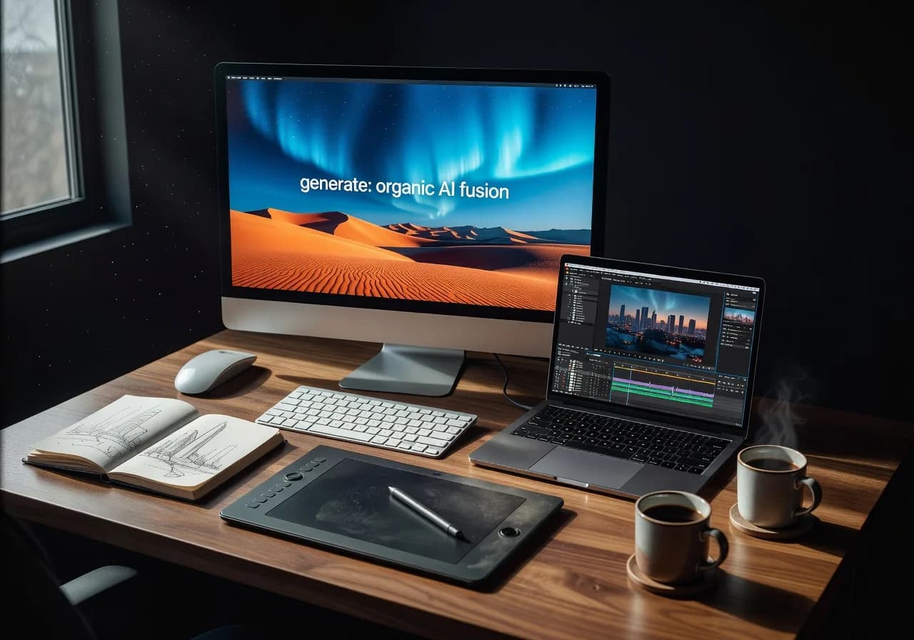 Illustration – Workflow créatif avec IA Illustration – Workflow créatif avec IA