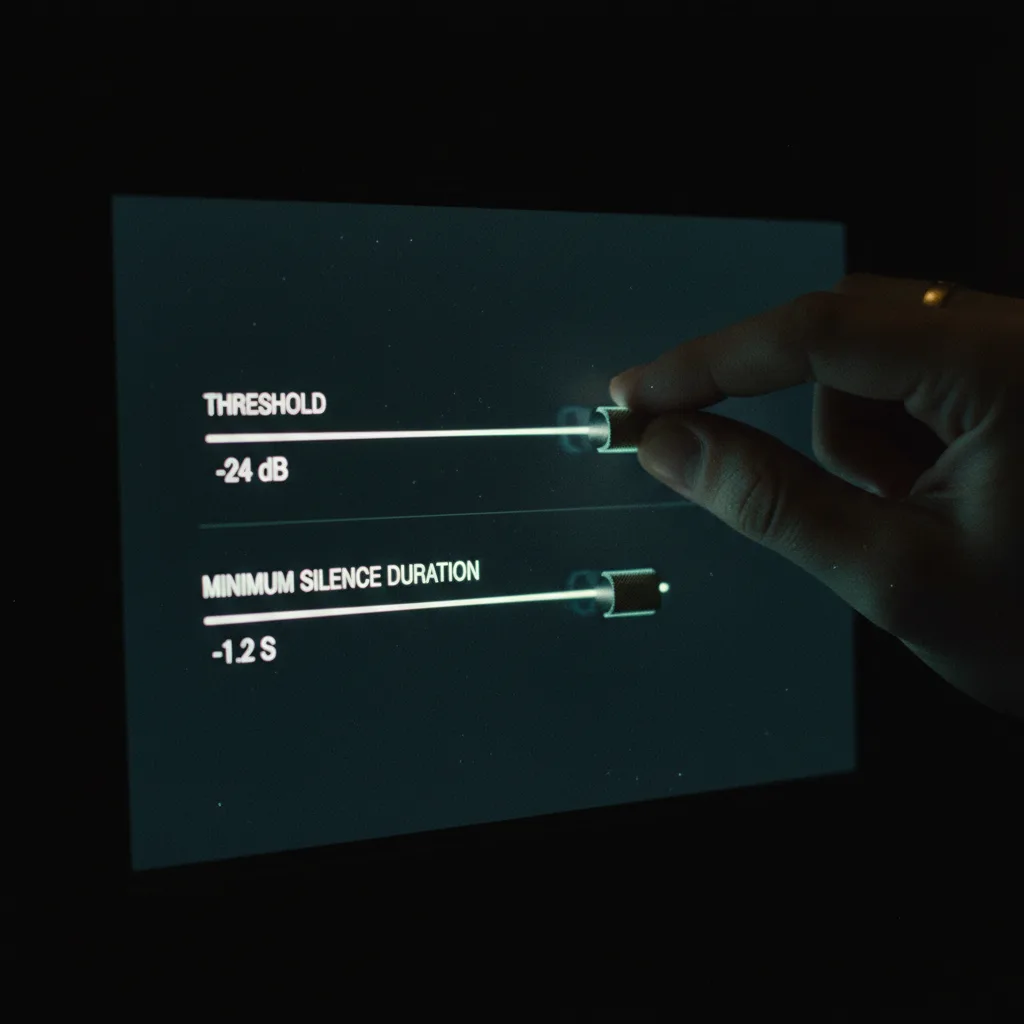 Réglages seuil et durée minimale de silence Réglages seuil et durée minimale de silence