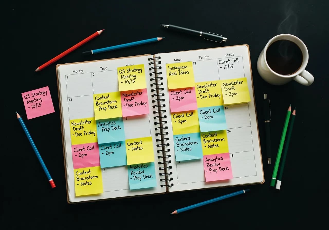 Image corps – Calendrier et brouillons Image corps – Calendrier et brouillons