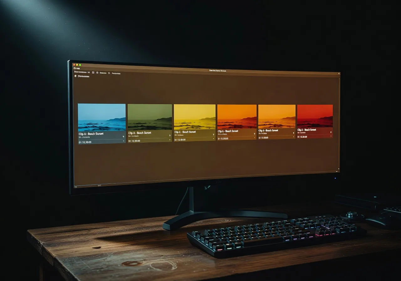 Timeline de montage avec les 6 clips assemblés Timeline de montage avec les 6 clips assemblés