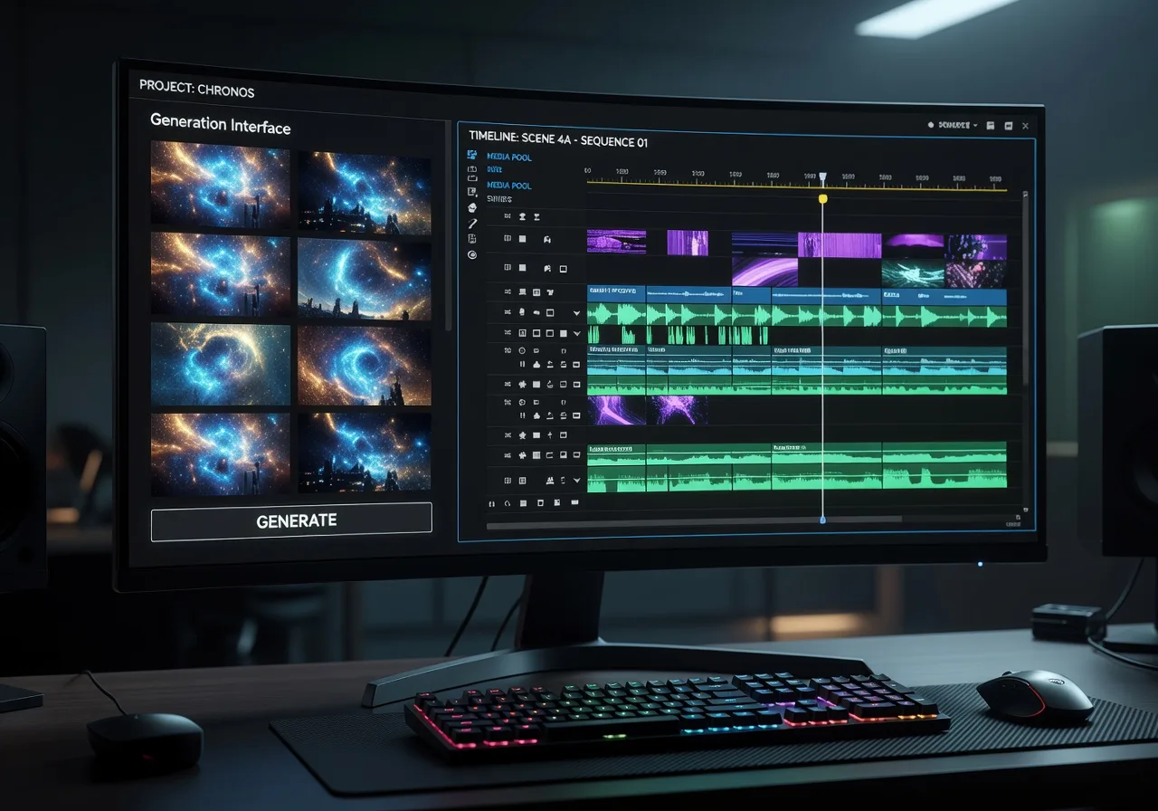 Image corps – Écran partagé : génération + timeline montage Image corps – Écran partagé : génération + timeline montage
