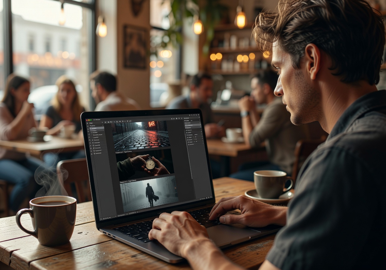 Image corps – Storyboard sur laptop avec ChatGPT Image corps – Storyboard sur laptop avec ChatGPT