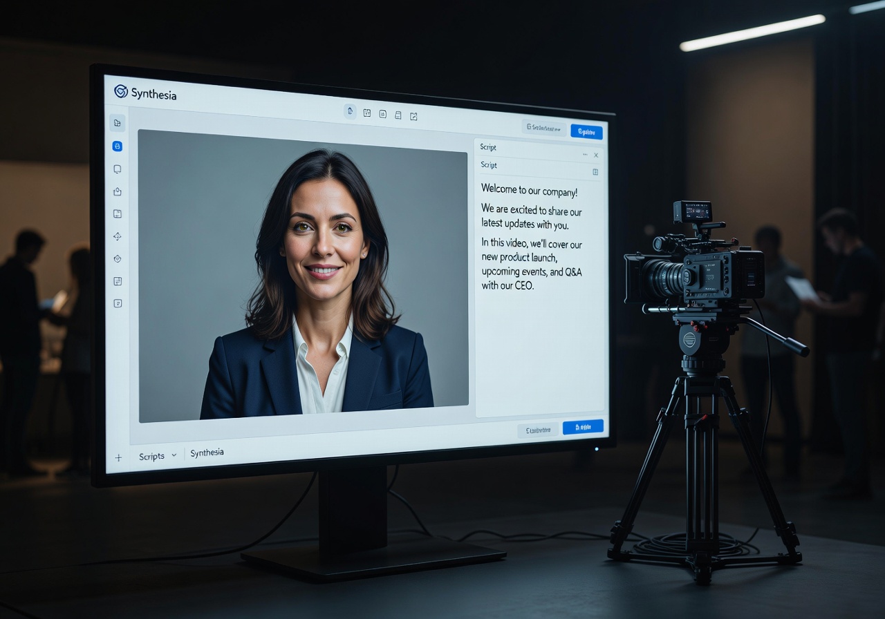 Image corps – Interface Synthesia : avatar et script Image corps – Interface Synthesia : avatar et script